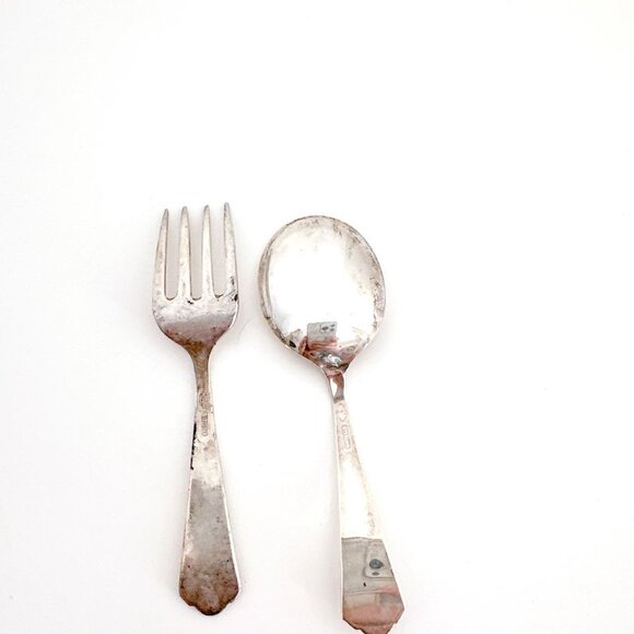 WEBSTER CO STERLING SILVER CHILDS FORK AND SPOON SET - Picture 6 of 10